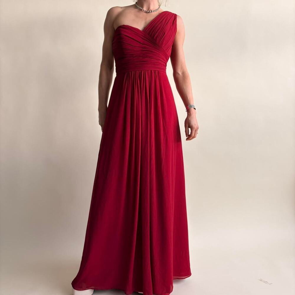 Copied - Bill Levkoff Red One-Shoulder Chiffon Gown - Size 10
